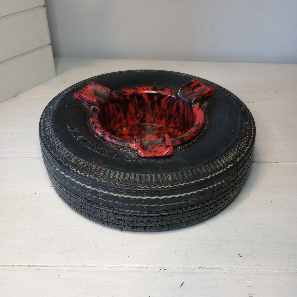 Vintage Automotive  Shop Advertising Tobacconia Ashtray Safe Mark Tire Mechanic